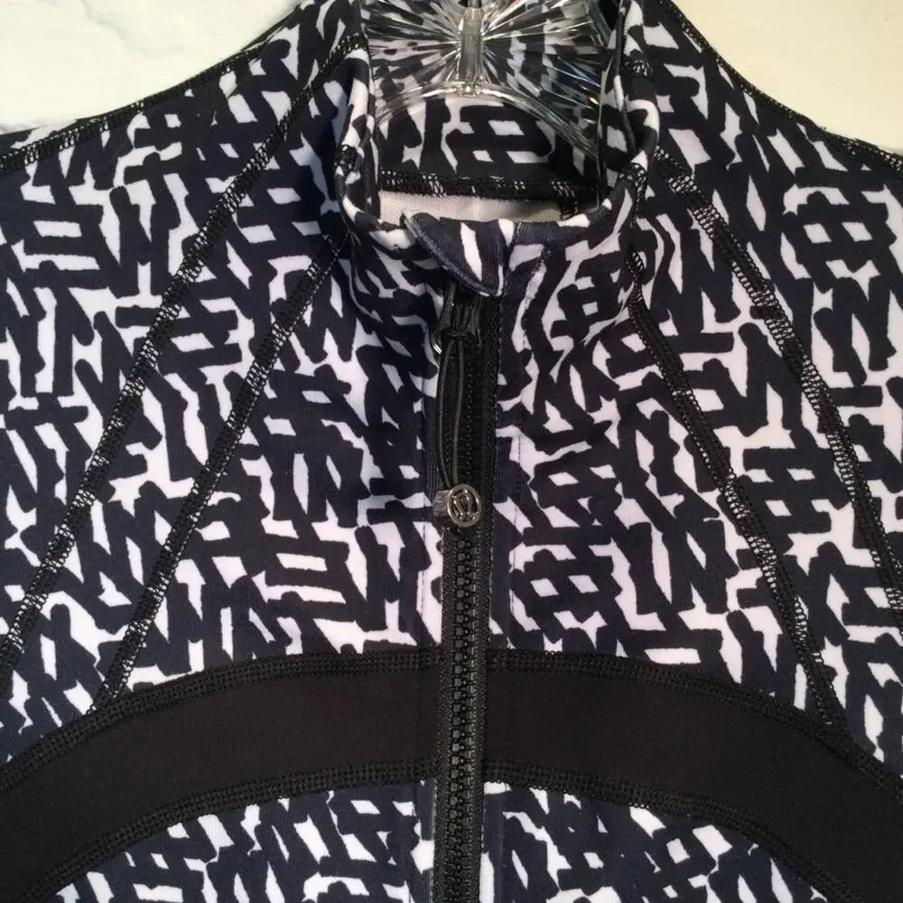 Lululemon Define Jacket Black/White abstract print 10